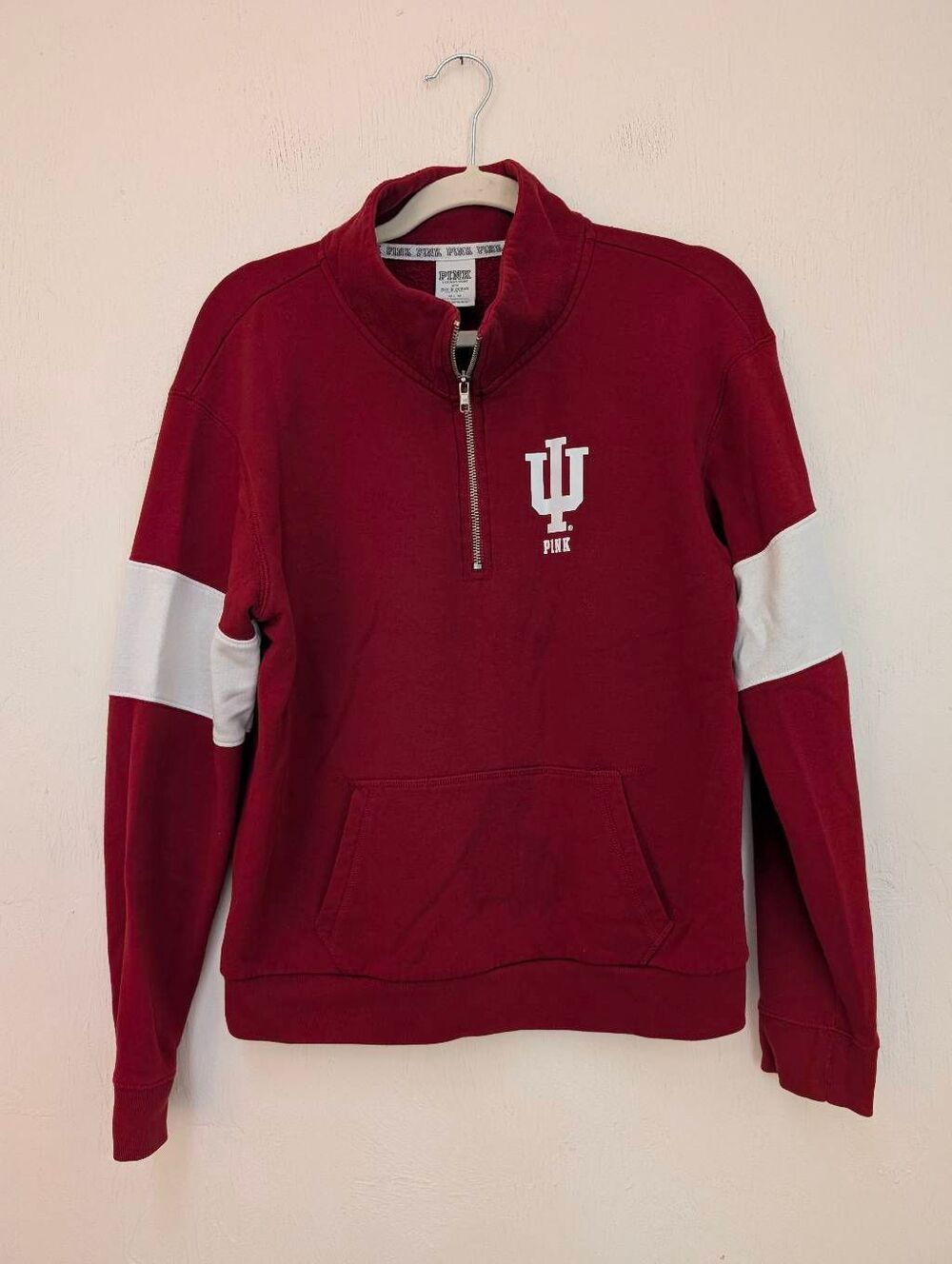 Pink x Indiana University IU Hoosiers full-zip hoodie women's size medium sequin